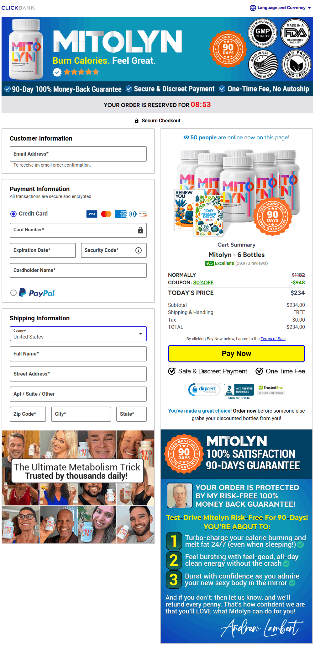 Mitolyn checkout page